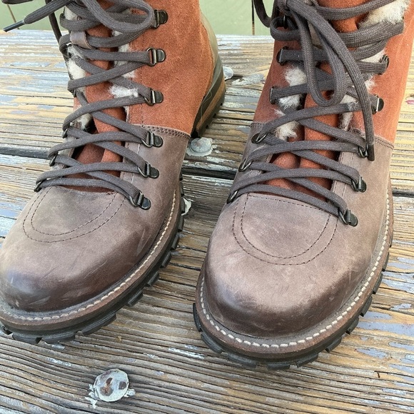 Men\'s Brown Luxe De Leon Tierra Combat Boots Brown Leather Faux Fur Lined Size14 main image 6